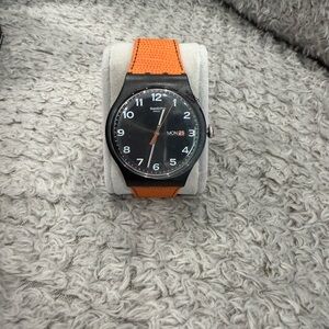 Swatch Black Dial with Orange Strap Watch